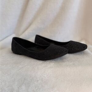Beaded Black Flats
